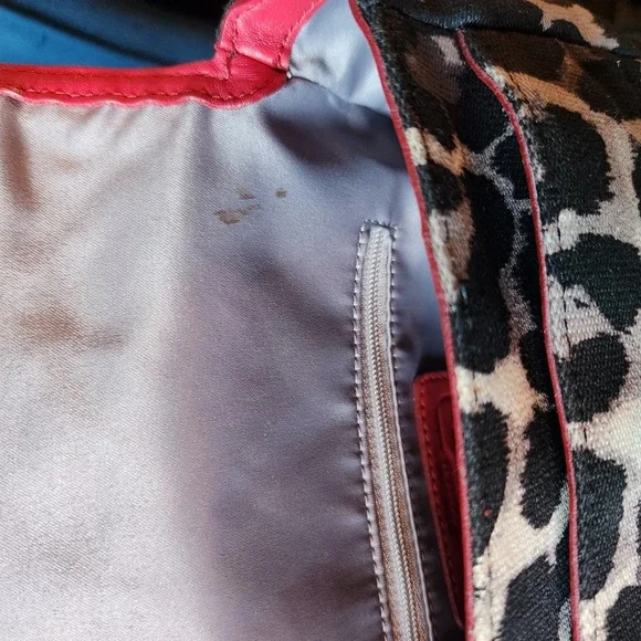 Coach Bag Ocelot Cloth + Red Leather, Animal Print, Crossbody RARE - Picture 9 of 11